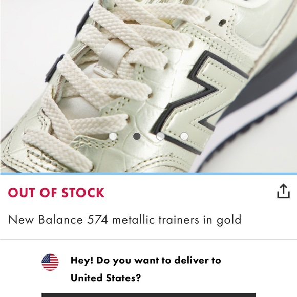 New Balance 574 Gold Sneakers - Picture 7 of 9